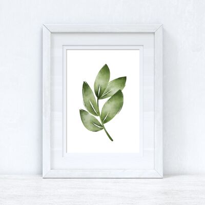 Greens Watercolor Leaves Bedroom Home Print A5 Normal