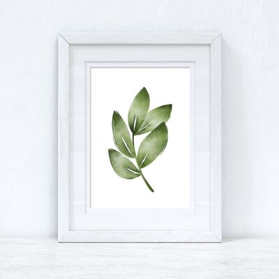 Greens Watercolour Leaves Bedroom Home Print A5 Normal