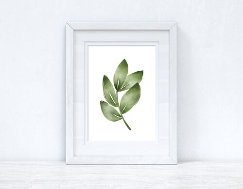 Greens Watercolour Leaves Bedroom Home Print A4 High Gloss
