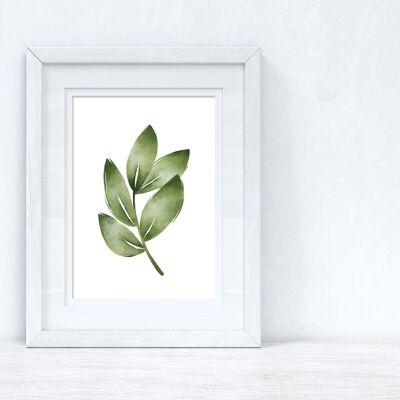 Greens Watercolour Leaves Bedroom Home Print A3 High Gloss