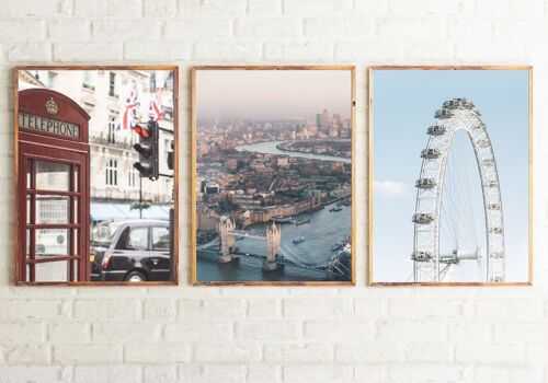 London Photography Room Simple 3 Print Set A3 High Gloss