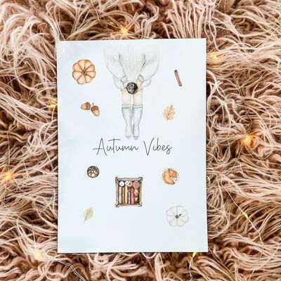 Autumn Vibes Autumn Seasonal Home Print A5 alto brillo