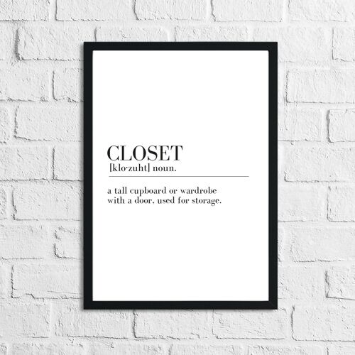 Closet Definition Dressing Room Simple Home Print A4 High Gloss