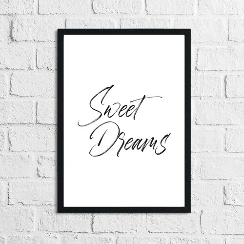 Sweet Dreams Bedroom Simple Print A2 High Gloss