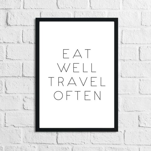Eat Well Travel Often Inspirational Quote Print A5 High Gloss