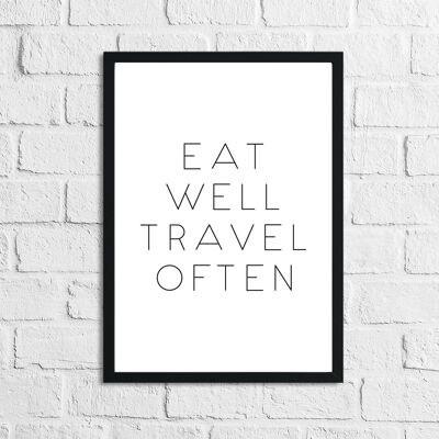 Eat Well Travel Often Inspirational Quote Print A5 High Gloss