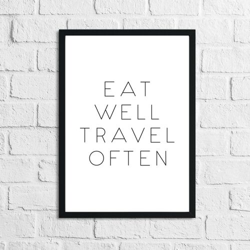 Eat Well Travel Often Inspirational Quote Print A2 Normal