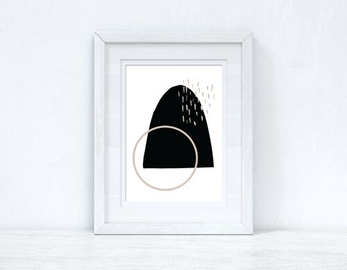 Beige Black Abstract 1 Colour Shapes Home Print A5 High Gloss