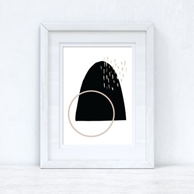 Beige Black Abstract 1 Colour Shapes Home Print A5 High Gloss