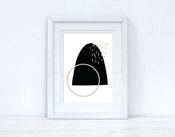 Beige Noir Abstrait 1 Couleur Formes Home Print A5 Haute Brillance