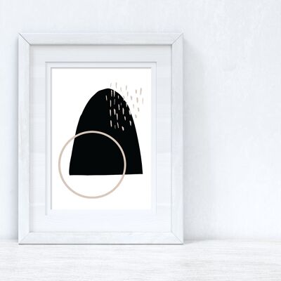 Beige Black Abstract 1 Colour Shapes Home Print A4 High Gloss