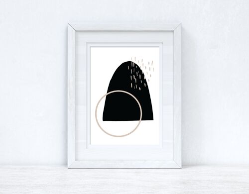 Beige Black Abstract 1 Colour Shapes Home Print A2 High Gloss