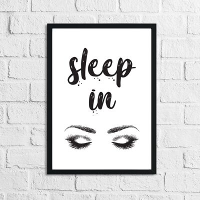 Sleep In Eyelashes Bedroom Simple Print A3 High Gloss
