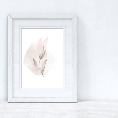 Natural Watercolour Leaves 6 Bedroom Home Print A5 High Gloss
