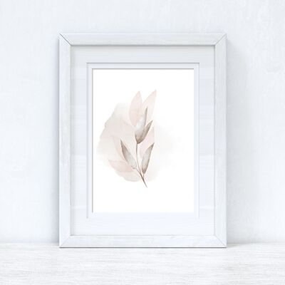 Natural Watercolour Leaves 6 Bedroom Home Print A4 High Gloss