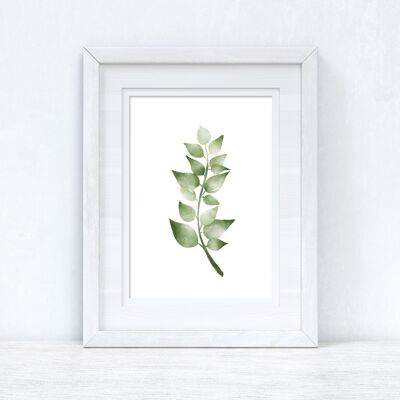 Greens Watercolour Leaves 2 Bedroom Home Print A5 Normal