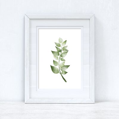 Greens Watercolor Leaves 2 Dormitorio Home Print A5 Alto Brillo