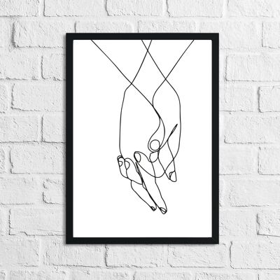 Holding Hands Couple Line Work Print A4 High Gloss