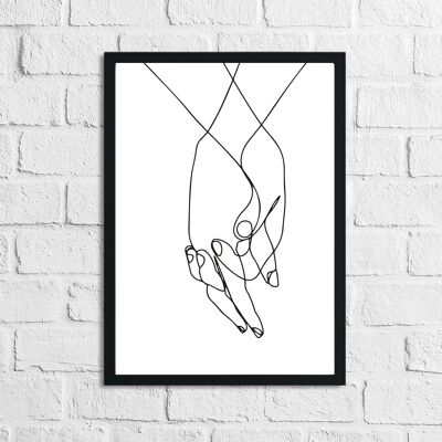 Holding Hands Couple Line Work Druck A3 Hochglanz