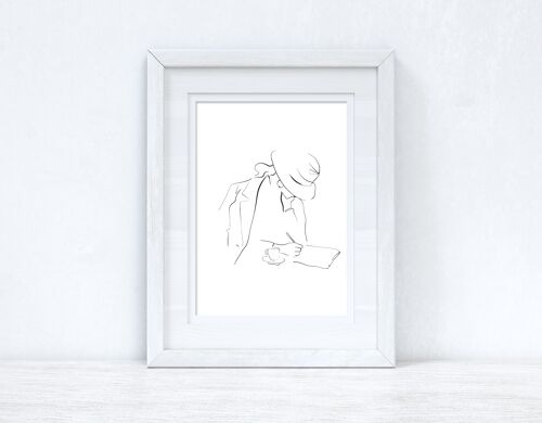 Line Work Woman Cafe Simple Home Bedroom Dressing Room Print A2 Normal