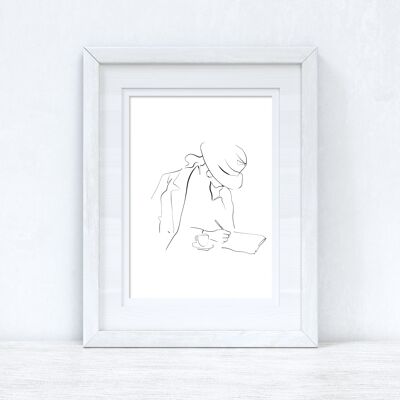 Line Work Woman Cafe Simple Home Schlafzimmer Ankleidezimmer Druck A2 Hochglanz