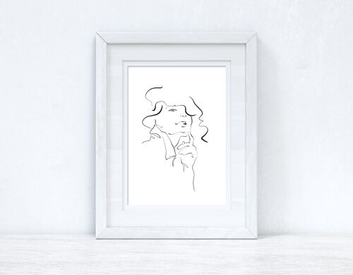 Line Work Woman Face Simple Home Bedroom Dressing Room Print A4 High Gloss