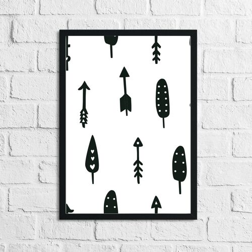 Scandinavian Arrow Pattern Childrens Nursery Bedroom Print A4 High Gloss