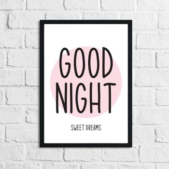 Goodnight Sweet Dreams Pink Chambre d'adolescent pour enfant Impression A3 Normal