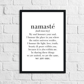 Namaste Définition Citation inspirante Impression A3 Haute Brillance