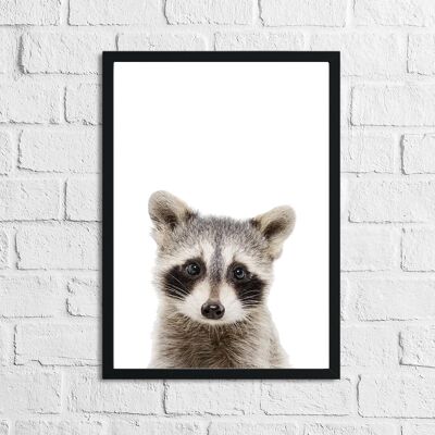 Raccoon Animal Woodlands Nursery Childrens Room Stampa A3 Normale