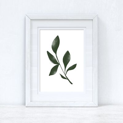 Green Watercolour Leaf 3 Bedroom Home Print A6 Normal