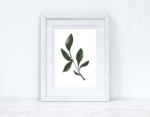 Green Watercolour Leaf 3 Bedroom Home Print A2 High Gloss