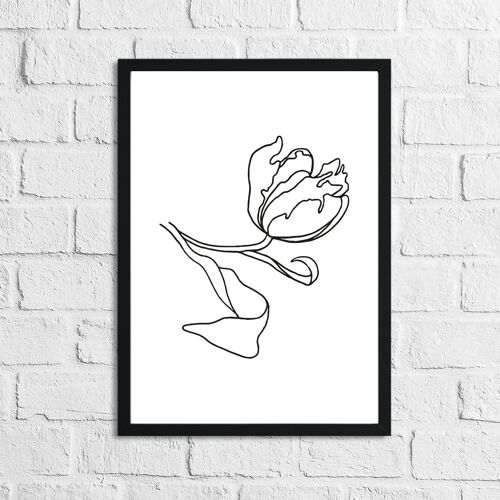 Flower 1 Simple Line Work Bedroom Print A3 High Gloss