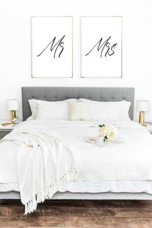 Mr Mrs Bedroom Simple Bedroom Set Of 2 A3 High Gloss