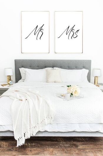 Mr Mrs Bedroom Ensemble de 2 chambres à coucher simples A3 haute brillance