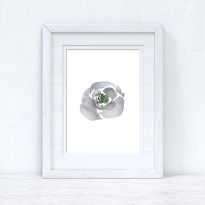 Gris Verde Acuarela Flor 2 Dormitorios Home Print A5 Normal