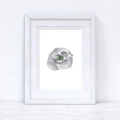 Grey Green Watercolour Flower 2 Bedroom Home Print A5 High Gloss
