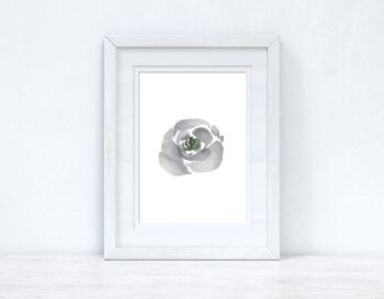 Gris vert aquarelle fleur 2 chambres maison impression A3 Normal