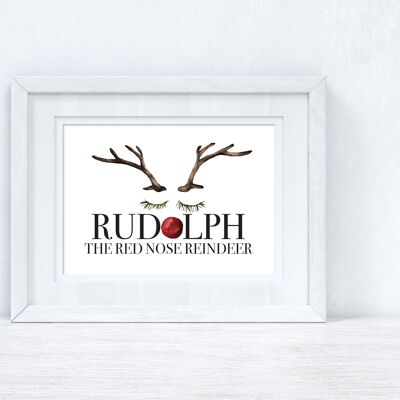 Rudolph El reno de la nariz roja Navidad Temporada Invierno Hogar A3 Alto brillo