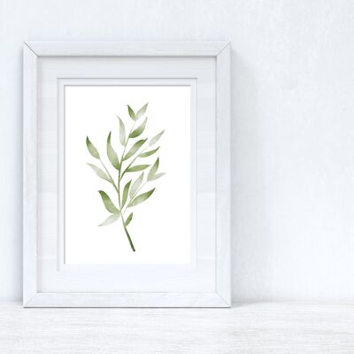 Greens Watercolour Leaves 3 Bedroom Home Print A3 Normal