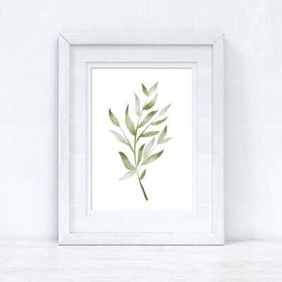 Greens Watercolor Leaves 3 Dormitorio Home Print A3 Alto Brillo