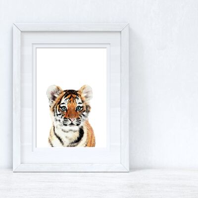 Baby Tiger Wild Animal Unisex Nursery Childrens Room Print A5 alto brillo