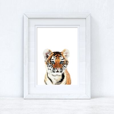 Baby Tiger Wild Animal Unisex Nursery Childrens Room Print A4 alto brillo