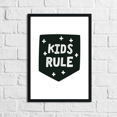 Scandinavian Kids Rule Childrens Nursery Bedroom Print A3 High Gloss