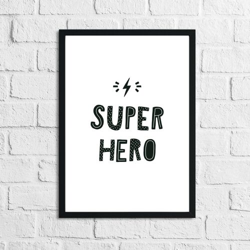 Scandinavian Super Hero Childrens Nursery Bedroom Print A3 High Gloss