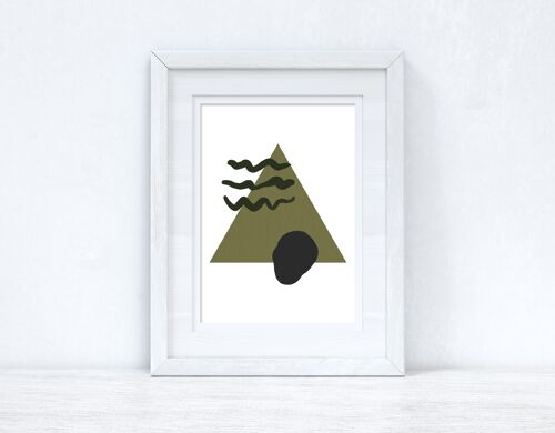 Greens Black Abstract 3 Colour Shapes Home Print A5 High Gloss