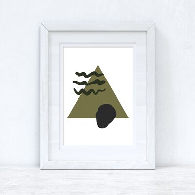 Greens Black Abstract 3 Colour Shapes Home Print A5 High Gloss