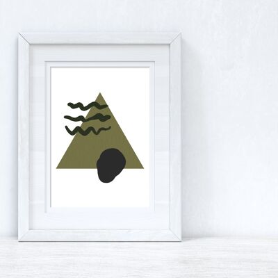 Greens Black Abstract 3 Colour Shapes Home Print A5 High Gloss