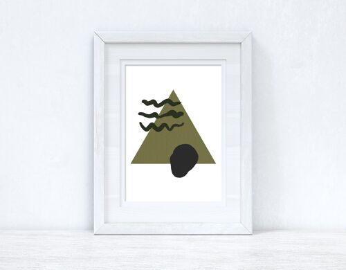 Greens Black Abstract 3 Colour Shapes Home Print A2 High Gloss