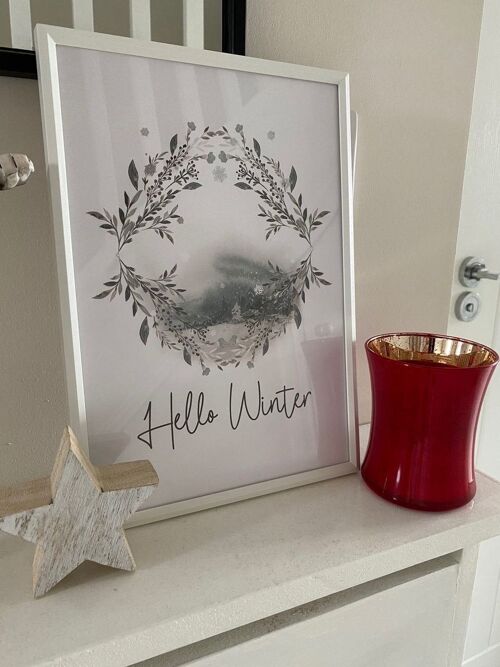 Hello Winter Colour Christmas Seasonal Home Print A4 High Gloss